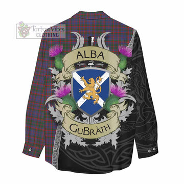Cumming Tartan Family Crest Women's Casual Shirt Lion Rampant Royal Thistle Shield Celtic Inspired