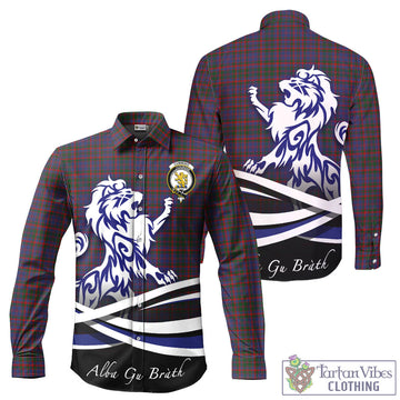 Cumming Tartan Long Sleeve Button Up Shirt with Alba Gu Brath Regal Lion Emblem