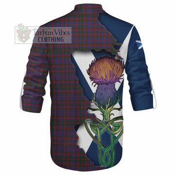 Tartan Vibes Clothing Cumming Tartan Family Crest Ghillie Kilt Shirt Scottish Thistle Celtic Inspired