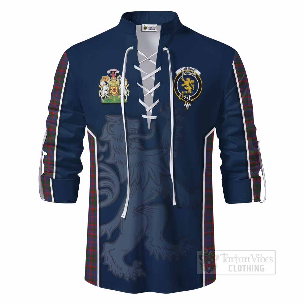 Tartan Vibes Clothing Cumming Tartan Ghillie Kilt Shirt with Family Crest and Lion Rampant Vibes Sport Style