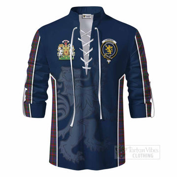 Tartan Vibes Clothing Cumming Tartan Ghillie Kilt Shirt with Family Crest and Lion Rampant Vibes Sport Style