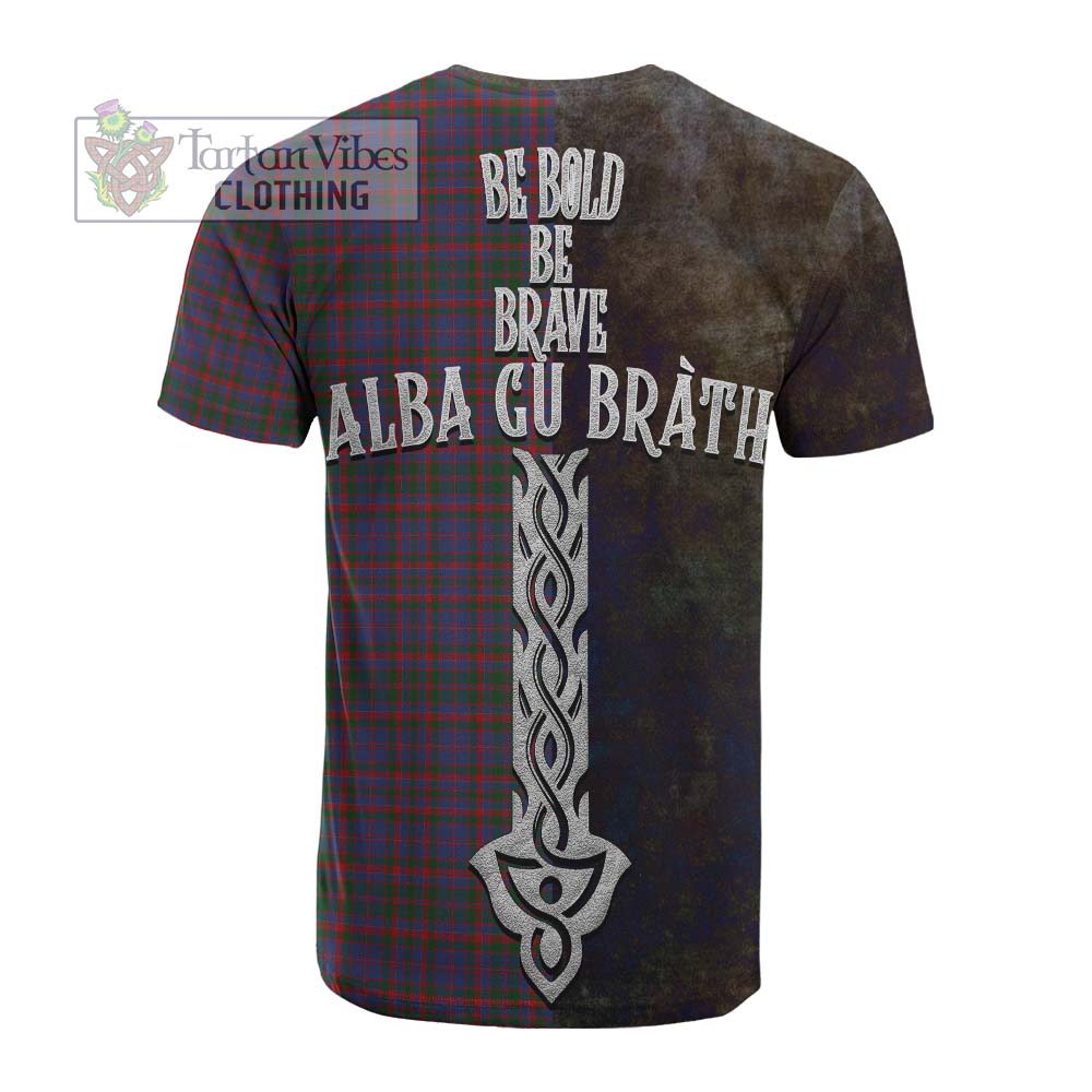 Tartan Vibes Clothing Cumming Tartan Family Crest Cotton T-shirt Alba Gu Brath Be Brave Lion Ancient Style