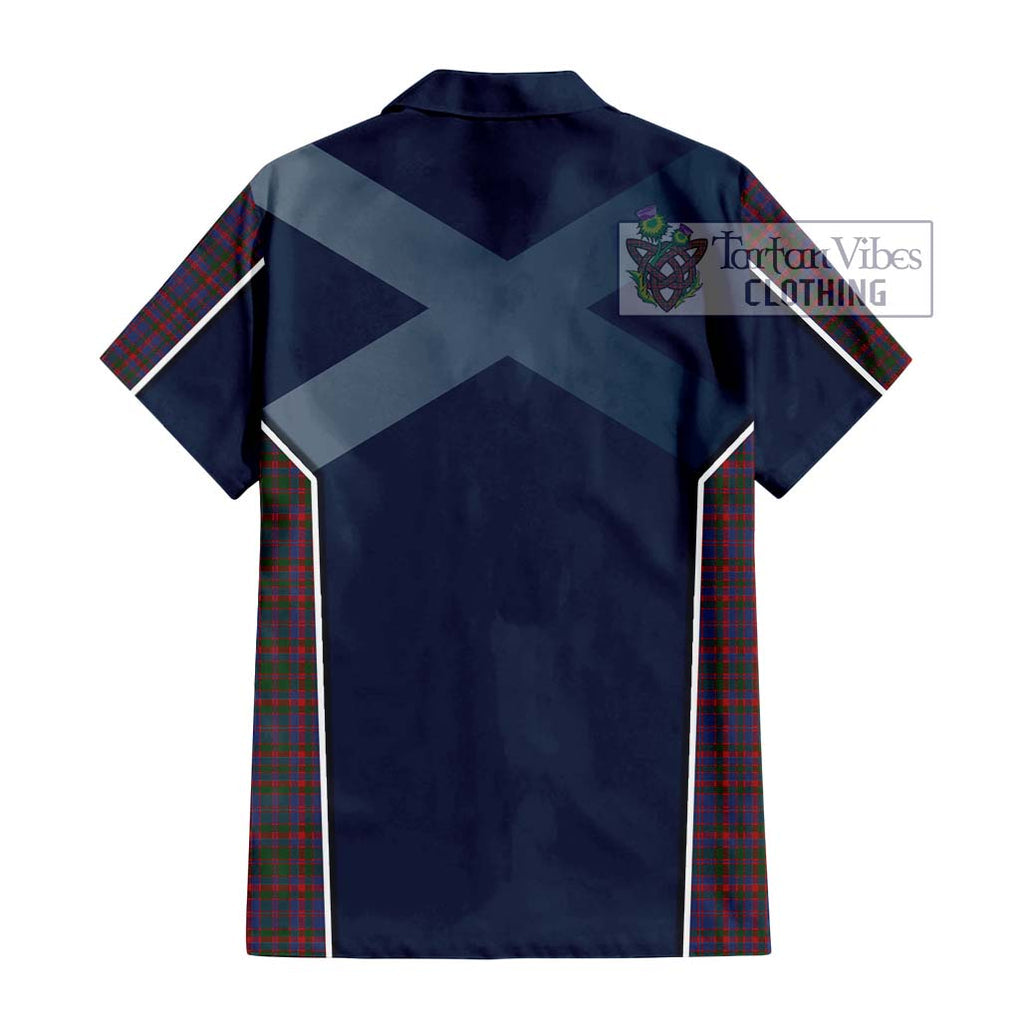 Cumming Tartan Short Sleeve Button Shirt with Family Crest and Lion Rampant Vibes Sport Style - Tartan Vibes Clothing