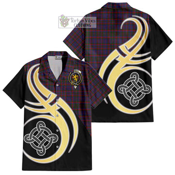 Cumming Tartan Short Sleeve Button Shirt with Family Crest and Celtic Symbol Style - Tartan Vibes Clothing