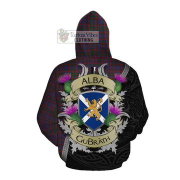 Cumming Tartan Family Crest Cotton Hoodie Lion Rampant Royal Thistle Shield Celtic Inspired