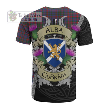 Tartan Vibes Clothing Cumming Tartan Family Crest Cotton T-shirt Lion Rampant Royal Thistle Shield Celtic Inspired
