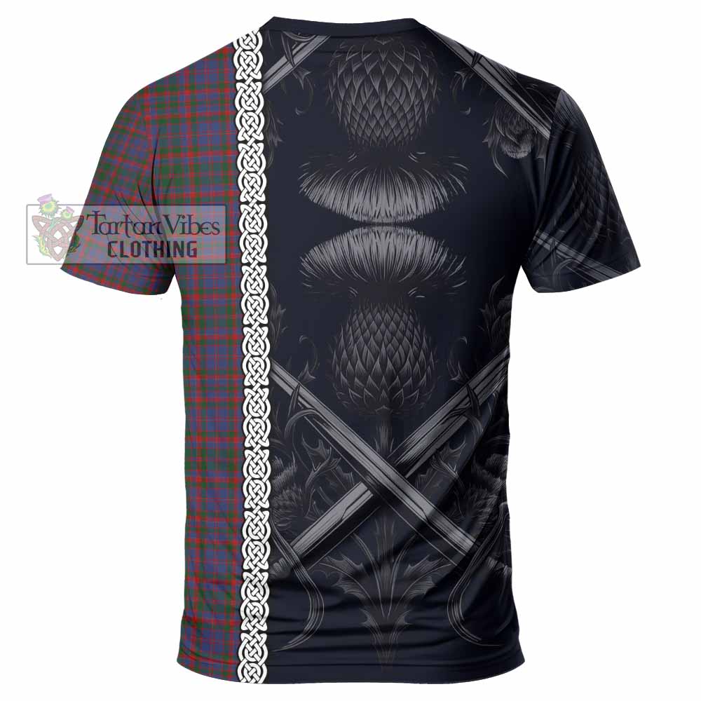 Tartan Vibes Clothing Cumming Tartan T-Shirt with Family Crest Cross Sword Thistle Celtic Vibes