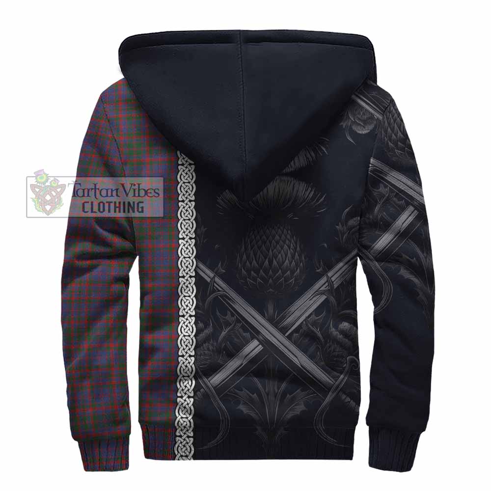 Tartan Vibes Clothing Cumming Tartan Sherpa Hoodie with Family Crest Cross Sword Thistle Celtic Vibes