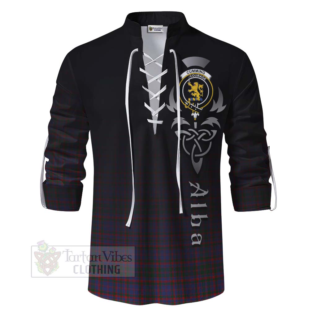 Tartan Vibes Clothing Cumming Tartan Ghillie Kilt Shirt Featuring Alba Gu Brath Family Crest Celtic Inspired