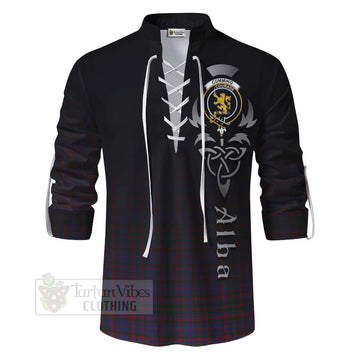 Tartan Vibes Clothing Cumming Tartan Ghillie Kilt Shirt Featuring Alba Gu Brath Family Crest Celtic Inspired