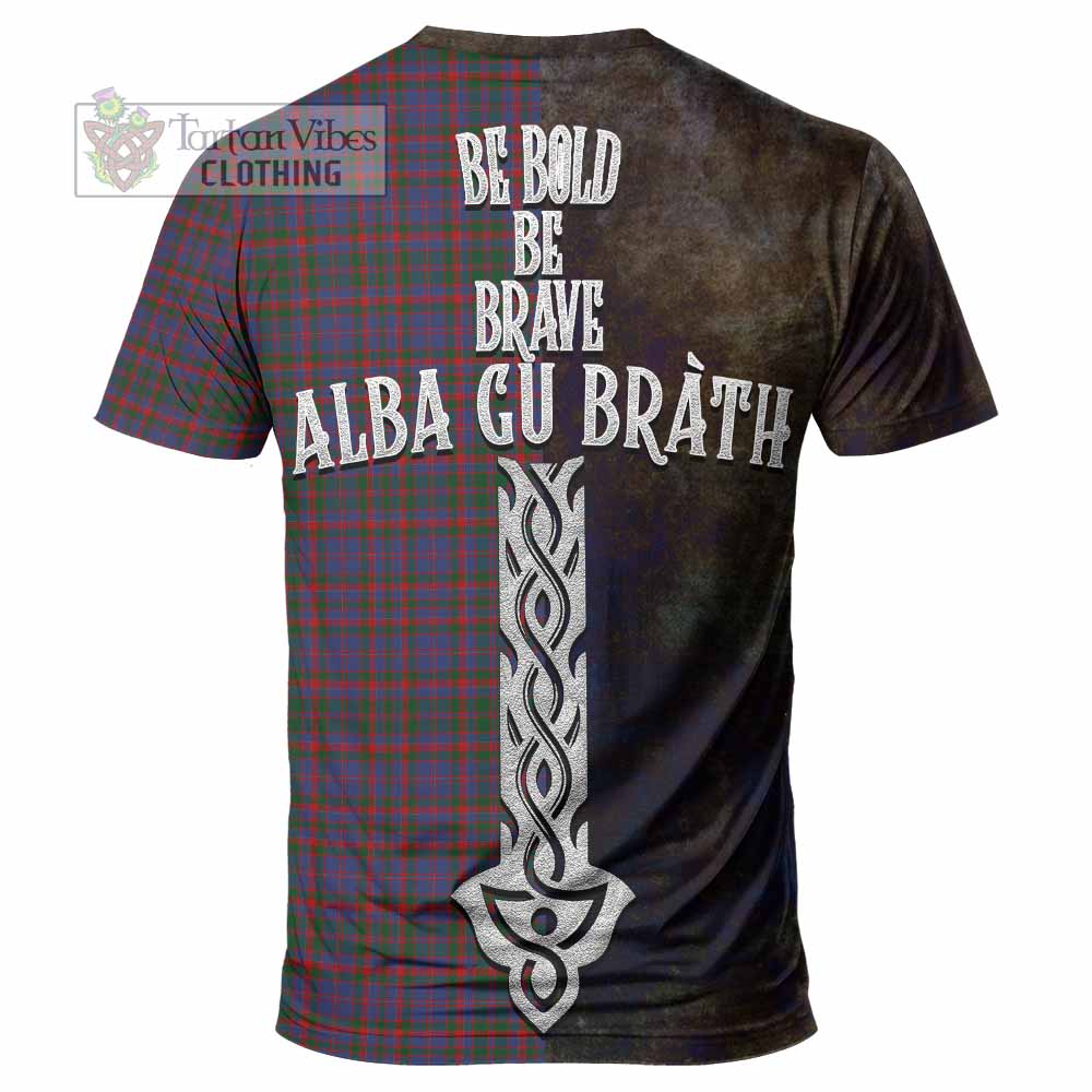Tartan Vibes Clothing Cumming Tartan Family Crest T-Shirt Alba Gu Brath Be Brave Lion Ancient Style