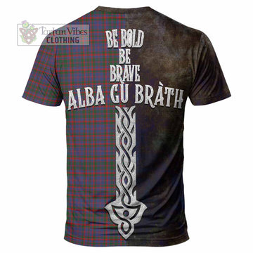 Cumming Tartan Family Crest T-Shirt Alba Gu Brath Be Brave Lion Ancient Style