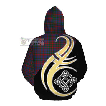 Cumming Tartan Cotton Hoodie with Family Crest and Celtic Symbol Style