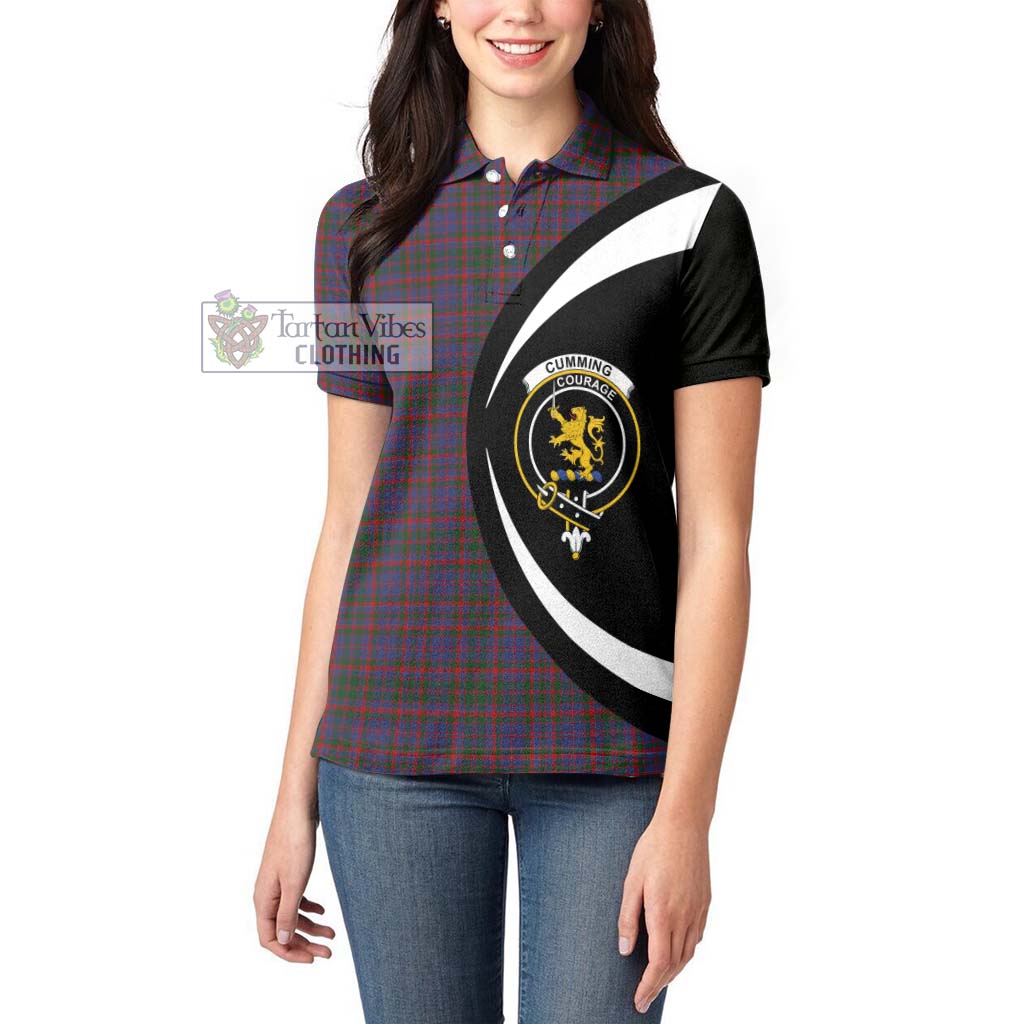 Cumming Tartan Women's Polo Shirt with Family Crest Circle Style - Tartan Vibes Clothing