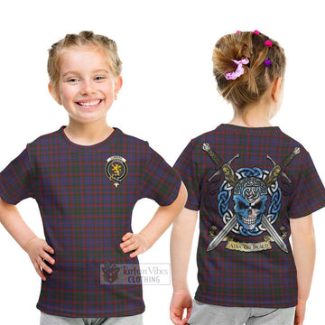 Tartan Vibes Clothing Cumming Tartan Kid T-Shirt with Family Crest Celtic Skull Style