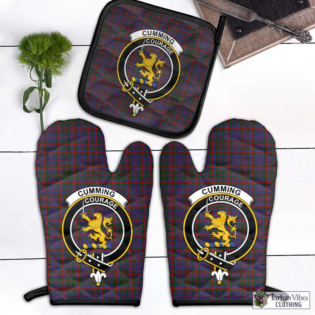 Cumming Tartan Combo Oven Mitt & Pot-Holder with Family Crest Combo 1 Oven Mitt & 1 Pot-Holder Black - Tartan Vibes Clothing