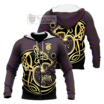 Cumming Tartan Knitted Hoodie with Family Crest Celtic Wolf Style Unisex Knitted Zip Hoodie - Tartan Vibes Clothing
