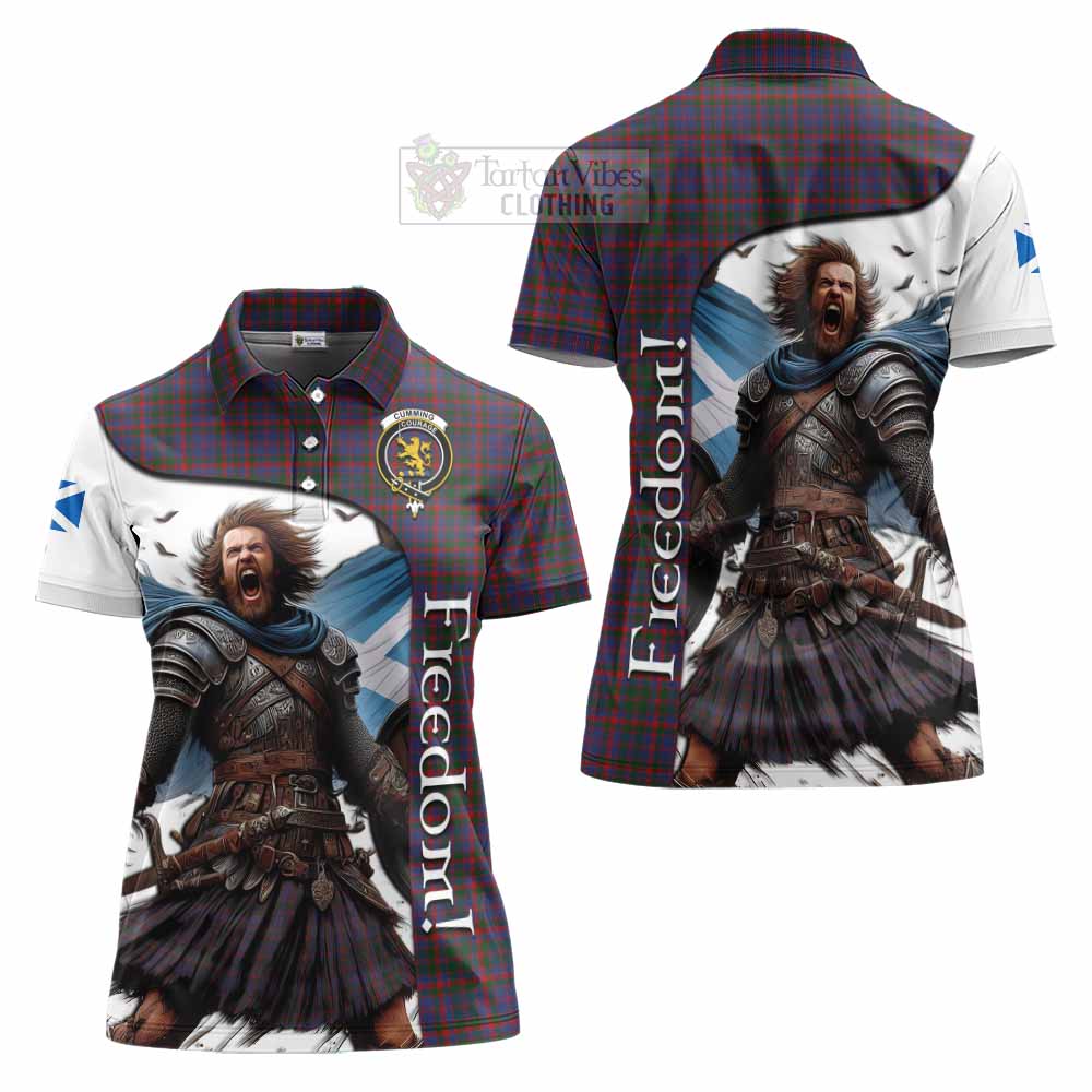 Tartan Vibes Clothing Cumming Crest Tartan Women's Polo Shirt Inspired by the Freedom of Scottish Warrior