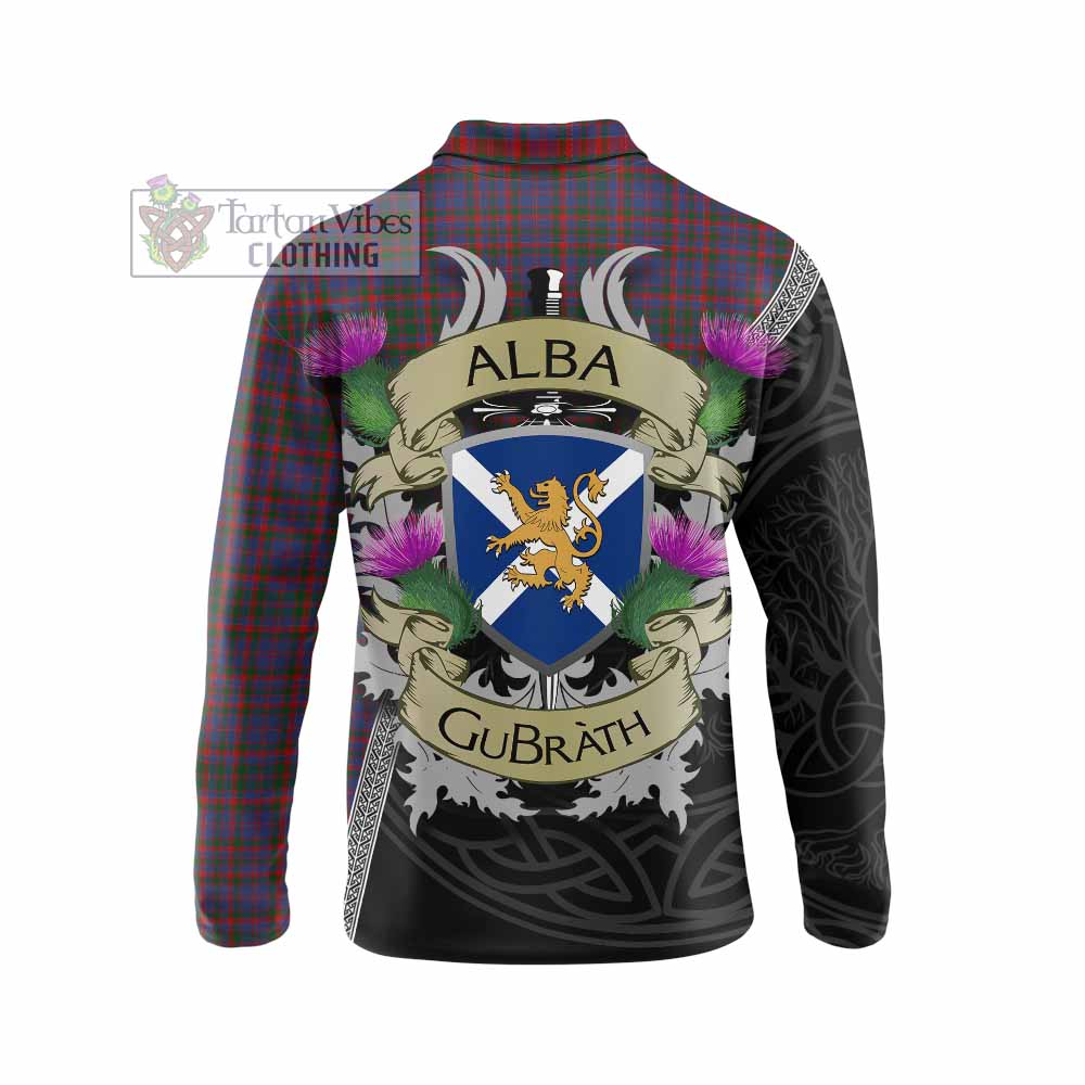 Tartan Vibes Clothing Cumming Tartan Family Crest Long Sleeve Polo Shirt Lion Rampant Royal Thistle Shield Celtic Inspired
