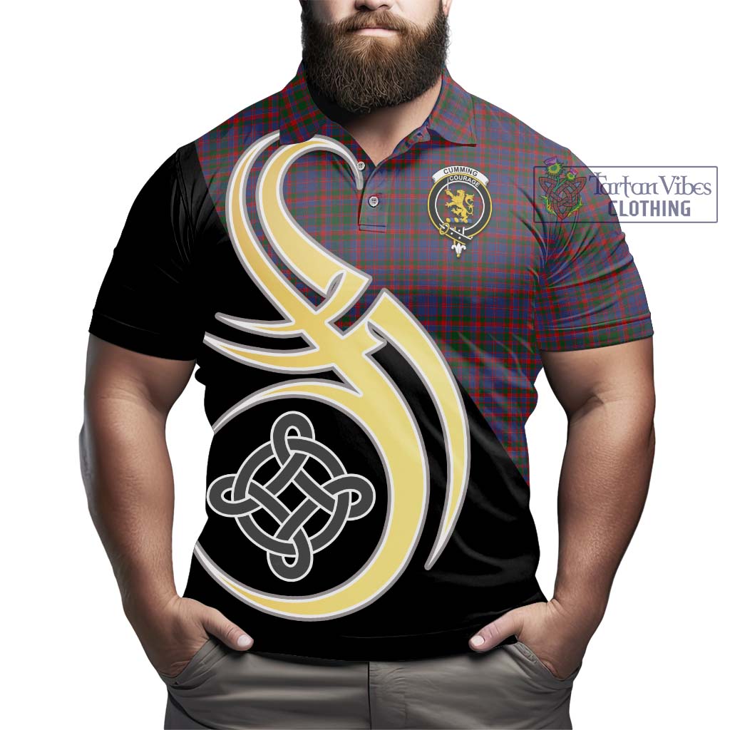 Cumming Tartan Polo Shirt with Family Crest and Celtic Symbol Style - Tartan Vibes Clothing