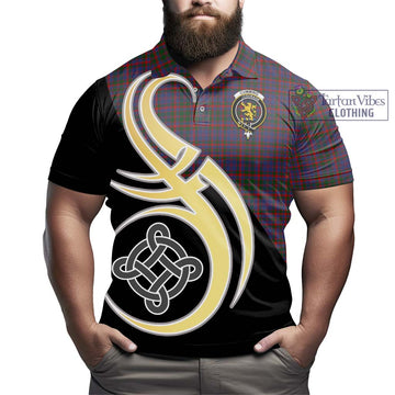 Cumming Tartan Polo Shirt with Family Crest and Celtic Symbol Style