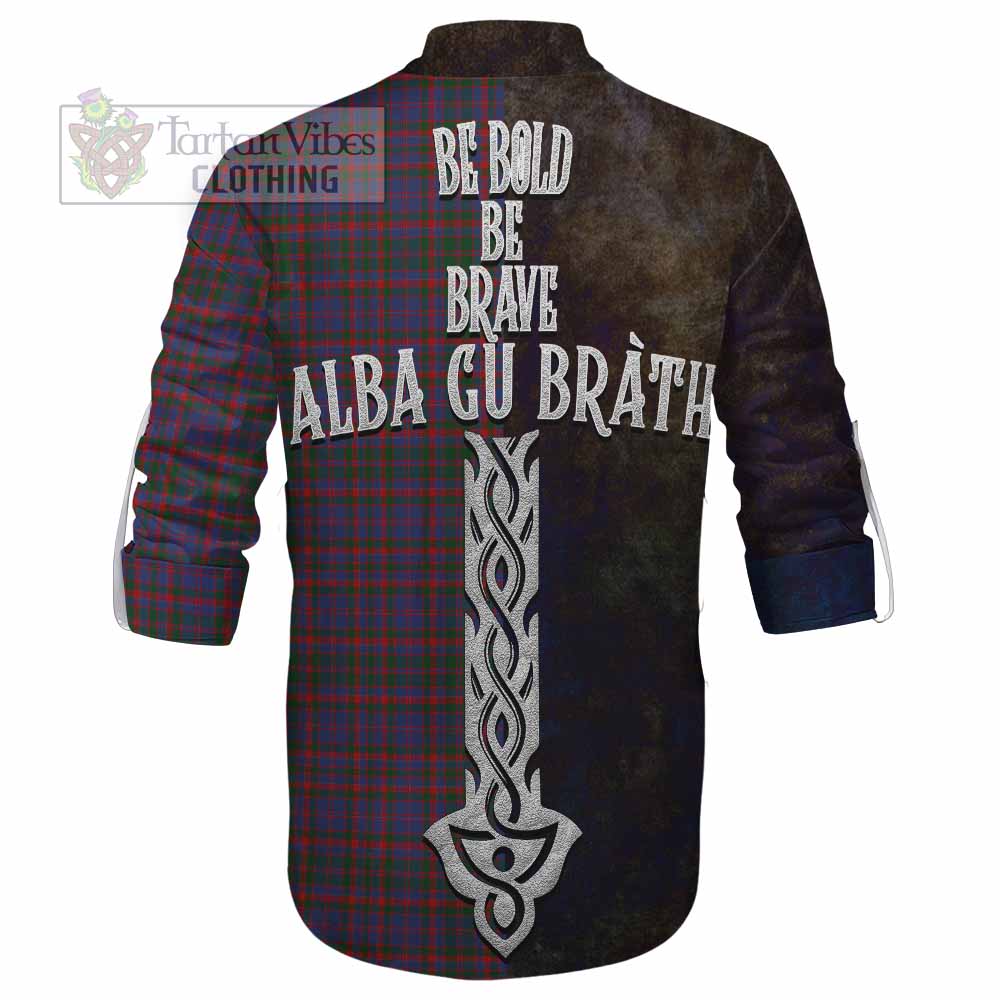 Tartan Vibes Clothing Cumming Tartan Family Crest Ghillie Kilt Shirt Alba Gu Brath Be Brave Lion Ancient Style