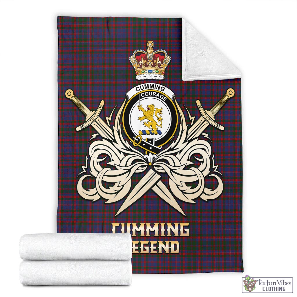 Tartan Vibes Clothing Cumming Tartan Blanket with Clan Crest and the Golden Sword of Courageous Legacy