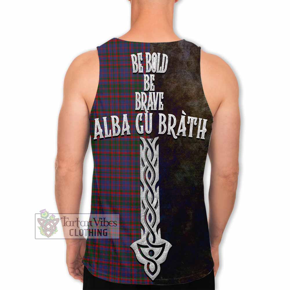 Tartan Vibes Clothing Cumming Tartan Family Crest Men's Tank Top Alba Gu Brath Be Brave Lion Ancient Style