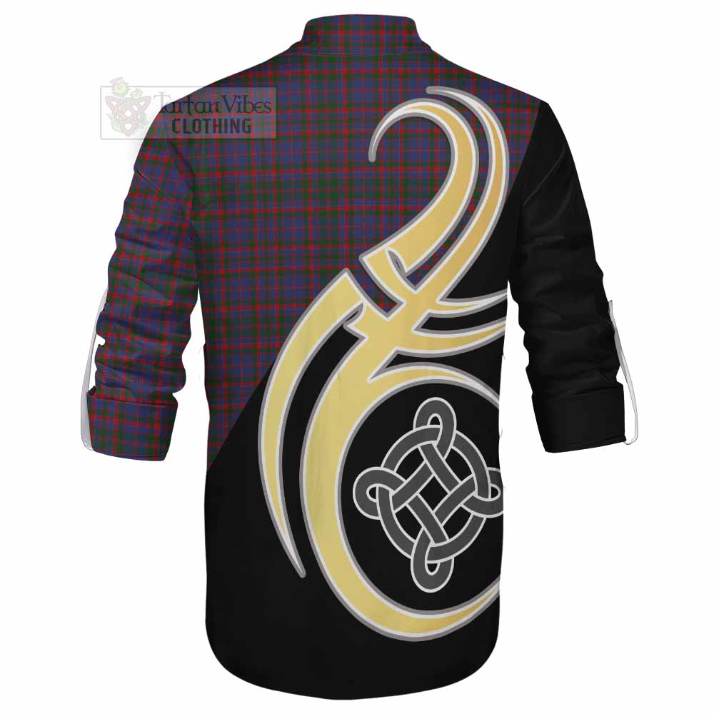 Tartan Vibes Clothing Cumming Tartan Ghillie Kilt Shirt with Family Crest and Celtic Symbol Style