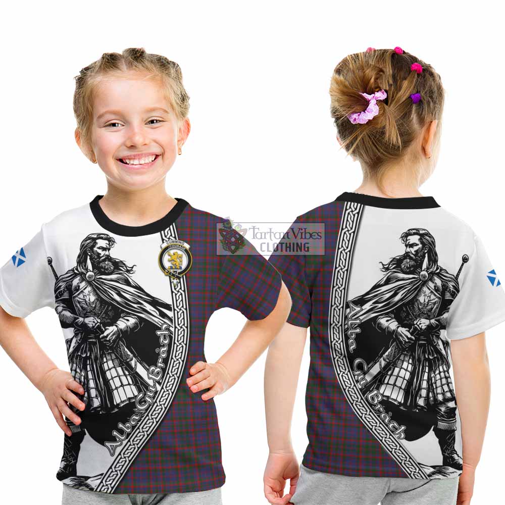 Cumming Tartan Clan Crest Kid T-Shirt with Highlander Warrior Celtic Style