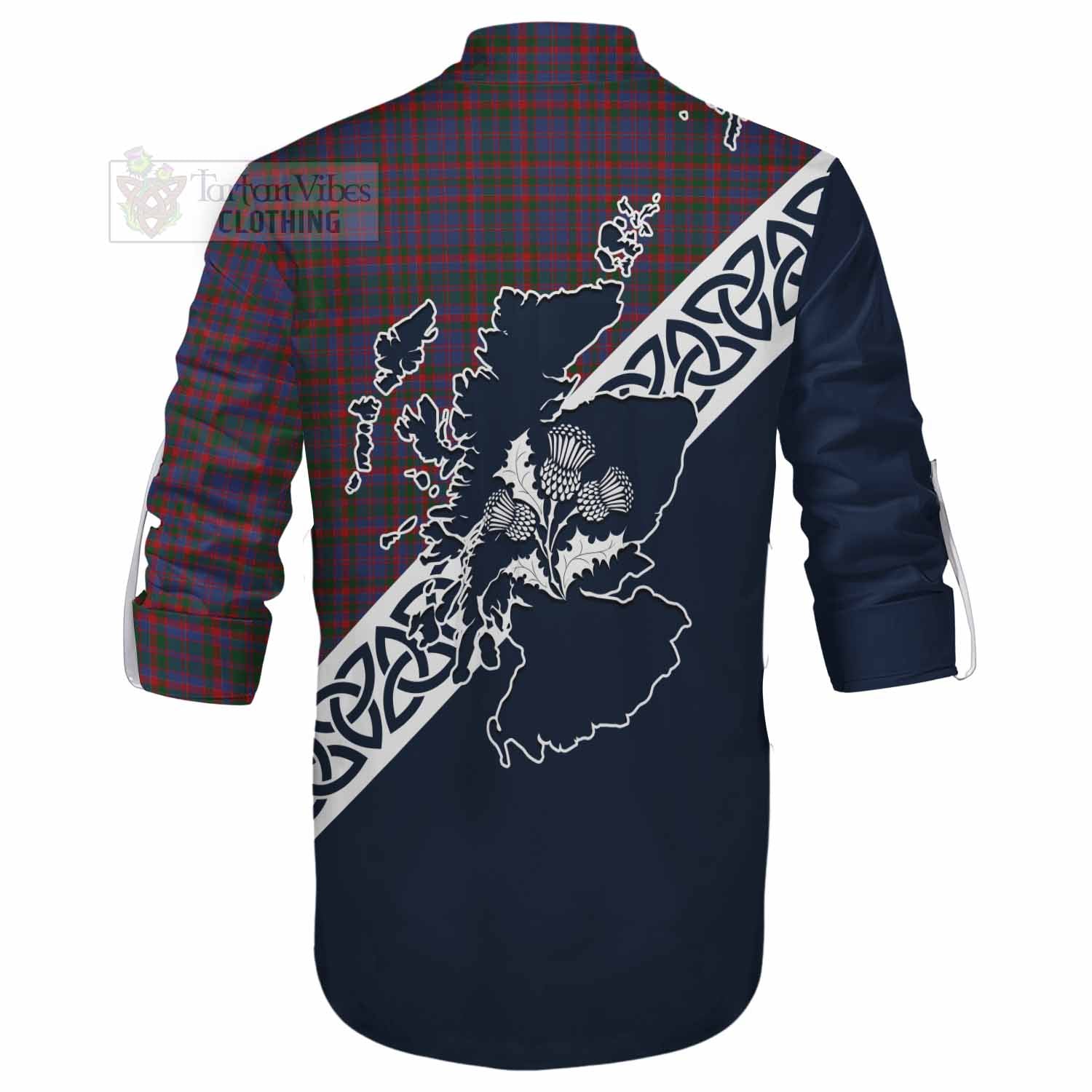 Tartan Vibes Clothing Cumming Tartan Ghillie Kilt Shirt Featuring Thistle and Scotland Map