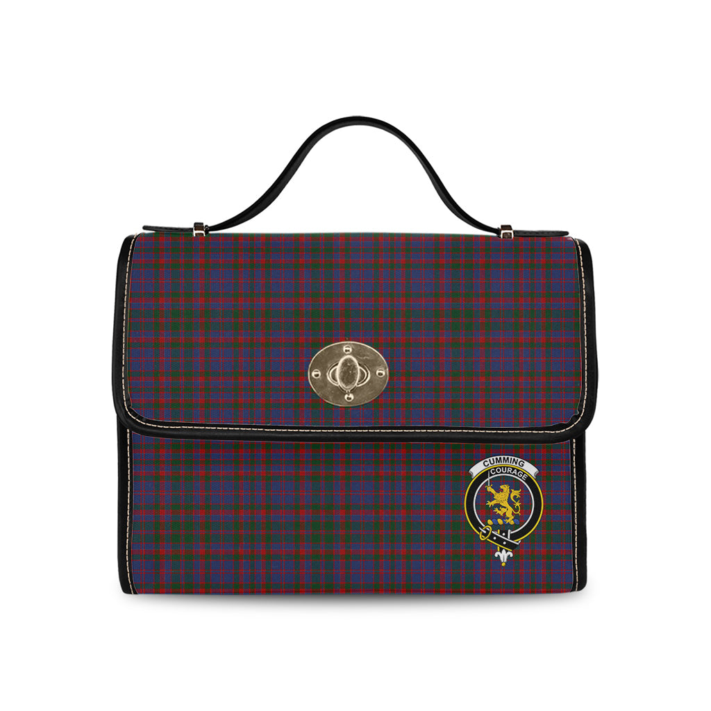 cumming-tartan-leather-strap-waterproof-canvas-bag-with-family-crest
