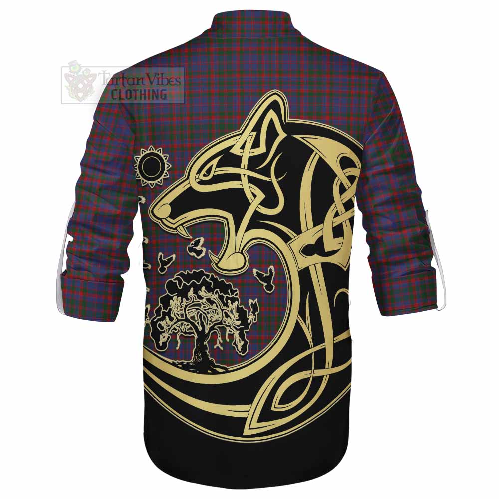 Tartan Vibes Clothing Cumming Tartan Ghillie Kilt Shirt with Family Crest Celtic Wolf Style