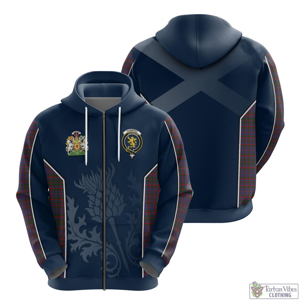 Tartan Vibes Clothing Cumming Tartan Hoodie with Family Crest and Scottish Thistle Vibes Sport Style