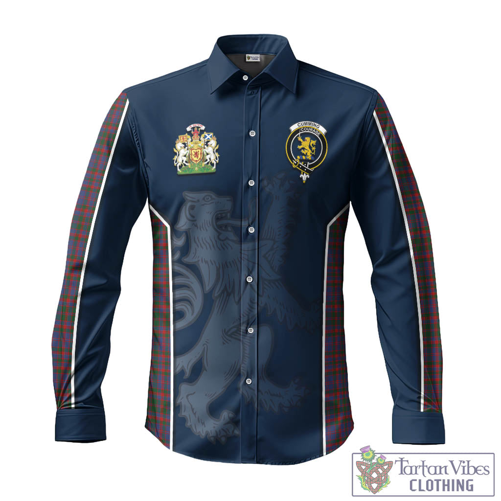 Tartan Vibes Clothing Cumming Tartan Long Sleeve Button Up Shirt with Family Crest and Lion Rampant Vibes Sport Style