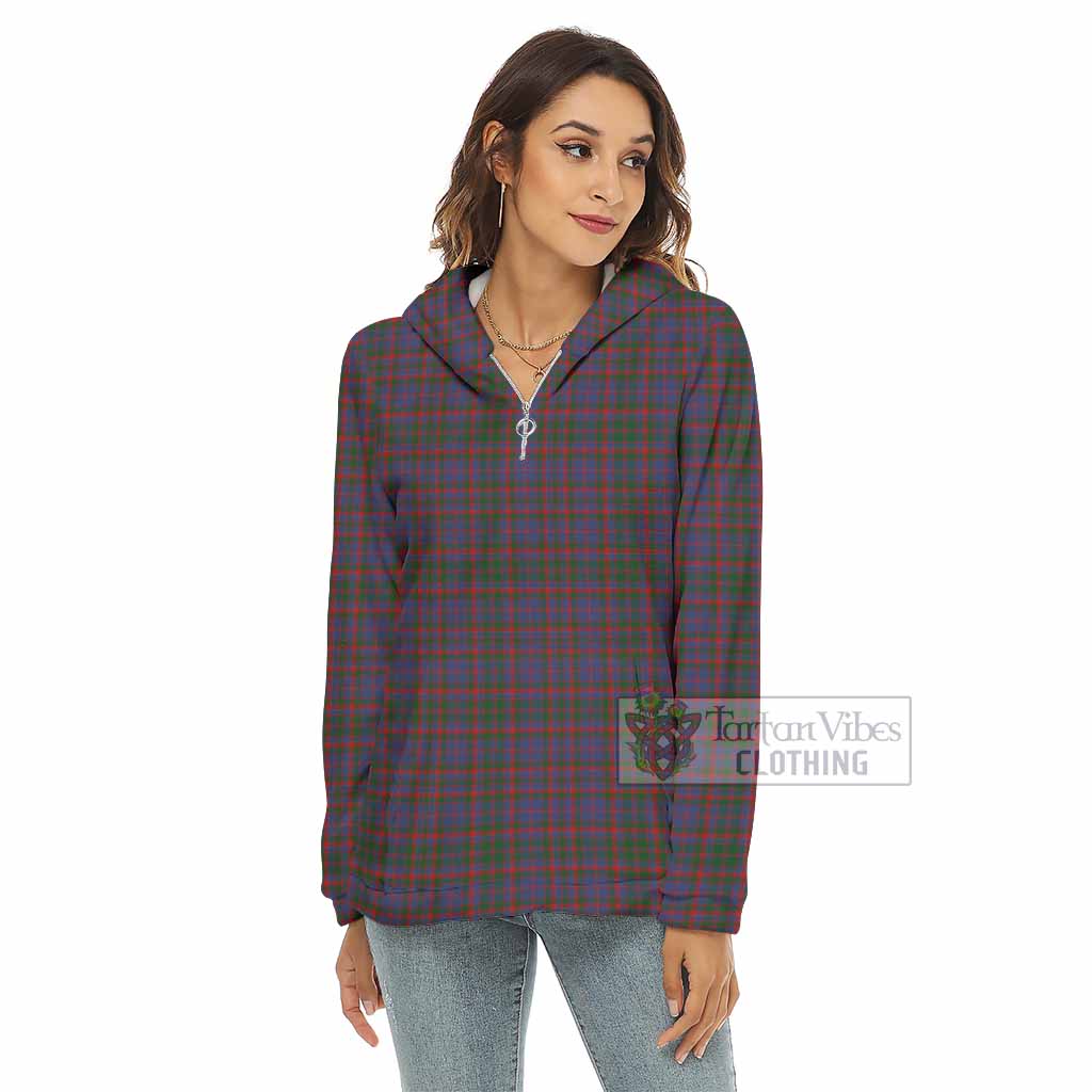 Tartan Vibes Clothing Cumming Tartan Women's Borg  Half Zip Fleece Hoodie