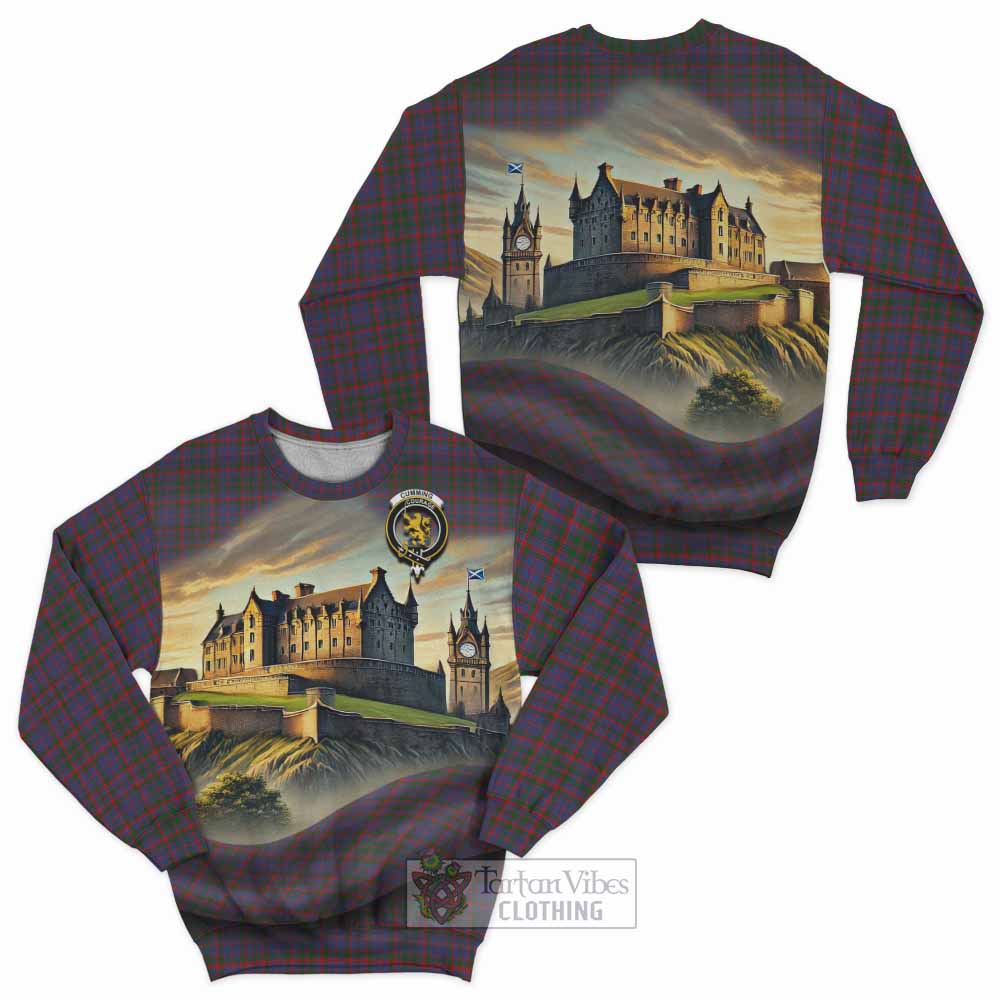 Tartan Vibes Clothing Cumming Tartan Family Crest Sweatshirt with Scottish Ancient Castle Style