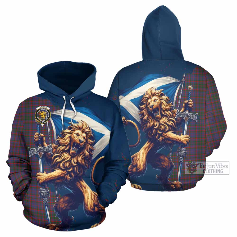 Cumming Tartan Family Crest Hoodie with Scottish Majestic Lion