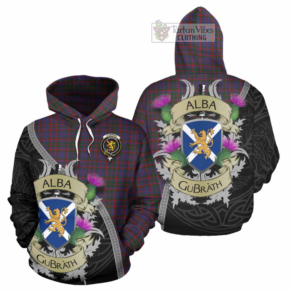 Tartan Vibes Clothing Cumming Tartan Family Crest Hoodie Lion Rampant Royal Thistle Shield Celtic Inspired