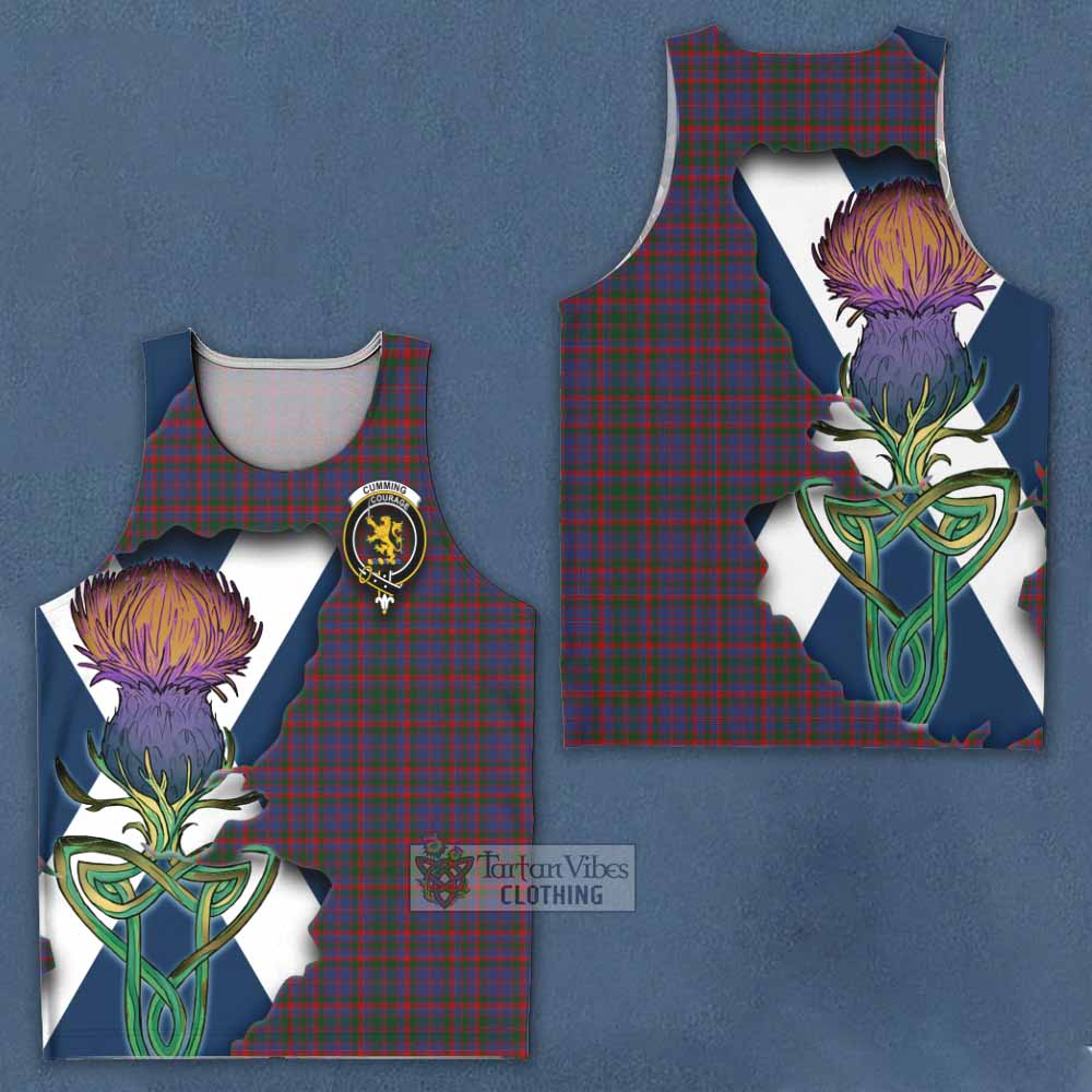 Tartan Vibes Clothing Cumming Tartan Family Crest Men's Tank Top Scottish Thistle Celtic Inspired