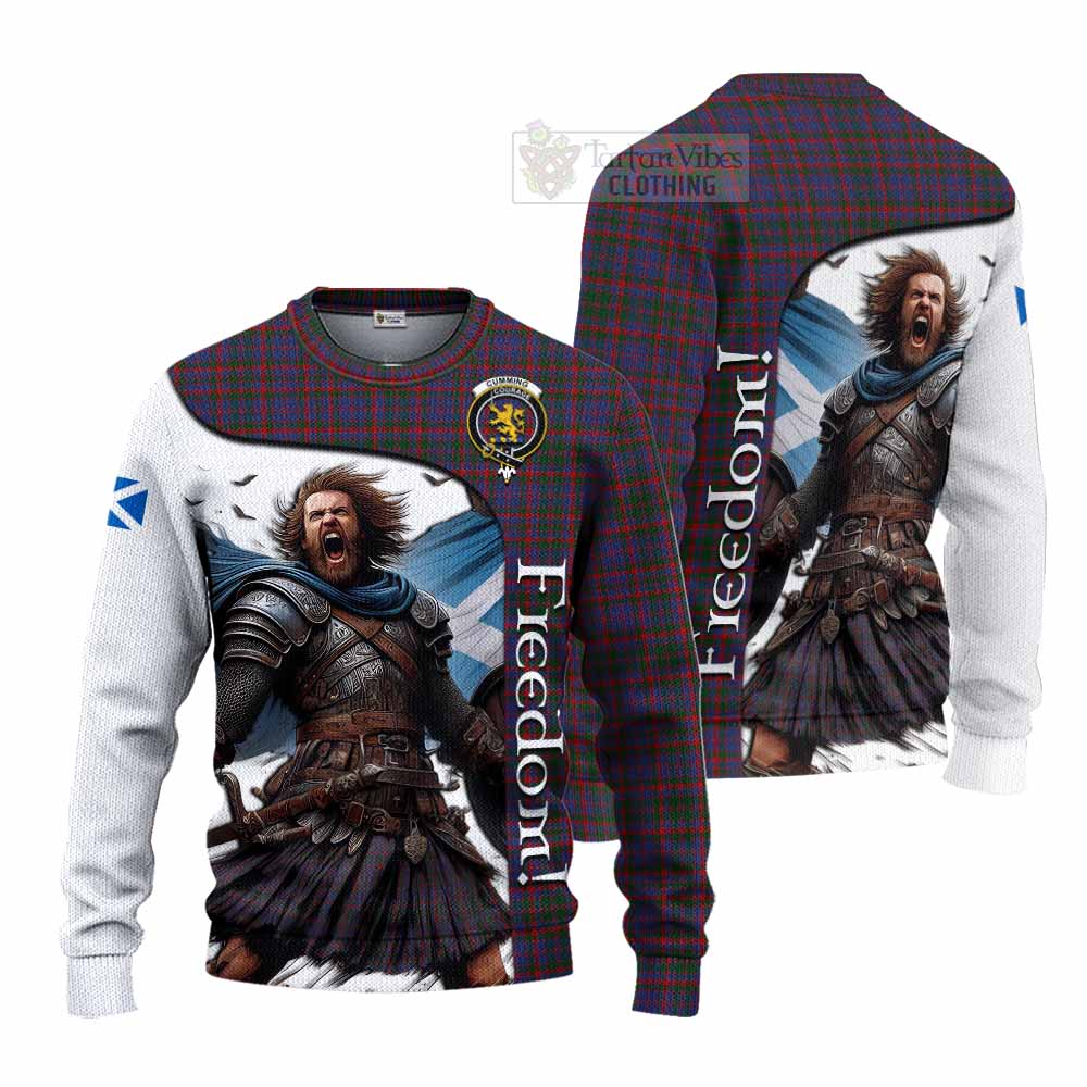 Tartan Vibes Clothing Cumming Crest Tartan Knitted Sweater Inspired by the Freedom of Scottish Warrior