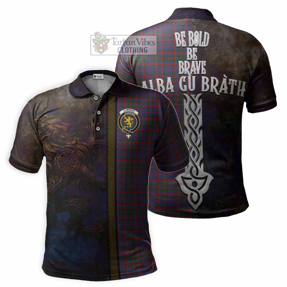 Tartan Vibes Clothing Cumming Tartan Family Crest Polo Shirt Alba Gu Brath Be Brave Lion Ancient Style