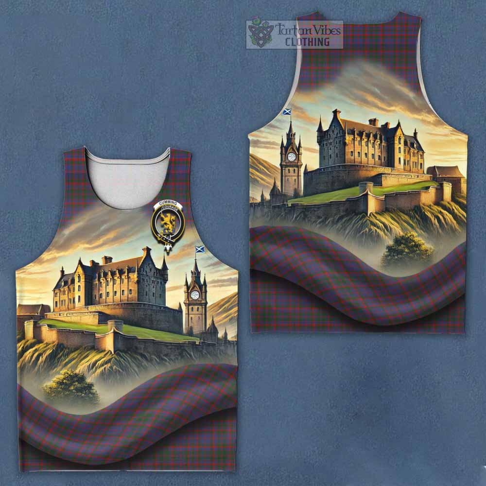 Tartan Vibes Clothing Cumming Tartan Family Crest Men's Tank Top with Scottish Ancient Castle Style