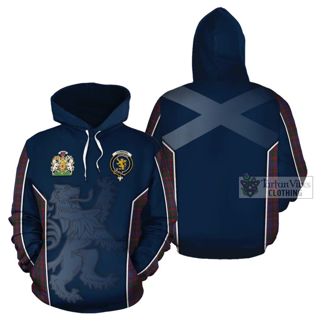 Tartan Vibes Clothing Cumming Tartan Cotton Hoodie with Family Crest and Lion Rampant Vibes Sport Style