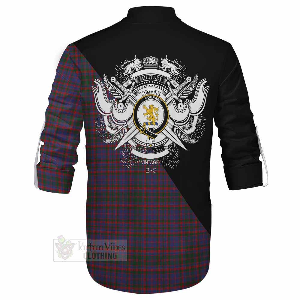 Tartan Vibes Clothing Cumming Tartan Ghillie Kilt Shirt with Family Crest and Military Logo Style