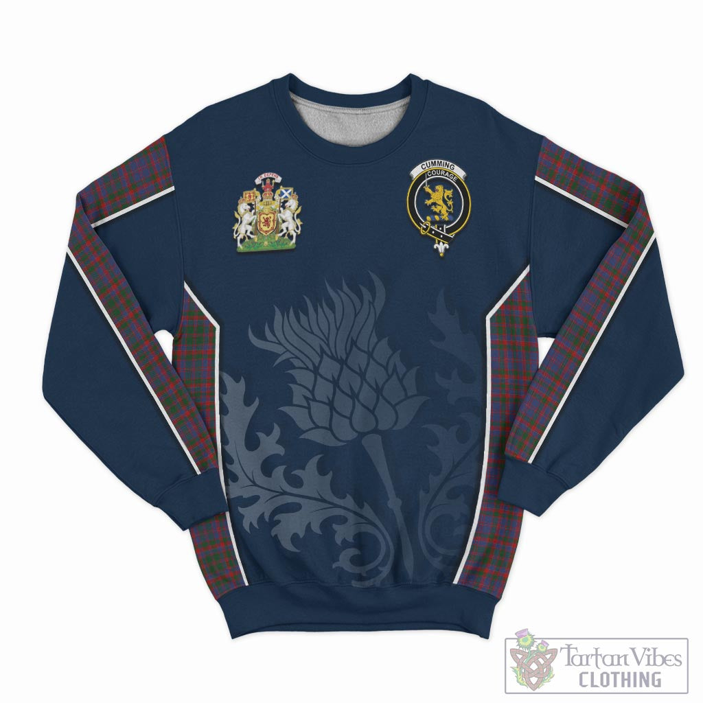 Tartan Vibes Clothing Cumming Tartan Sweatshirt with Family Crest and Scottish Thistle Vibes Sport Style