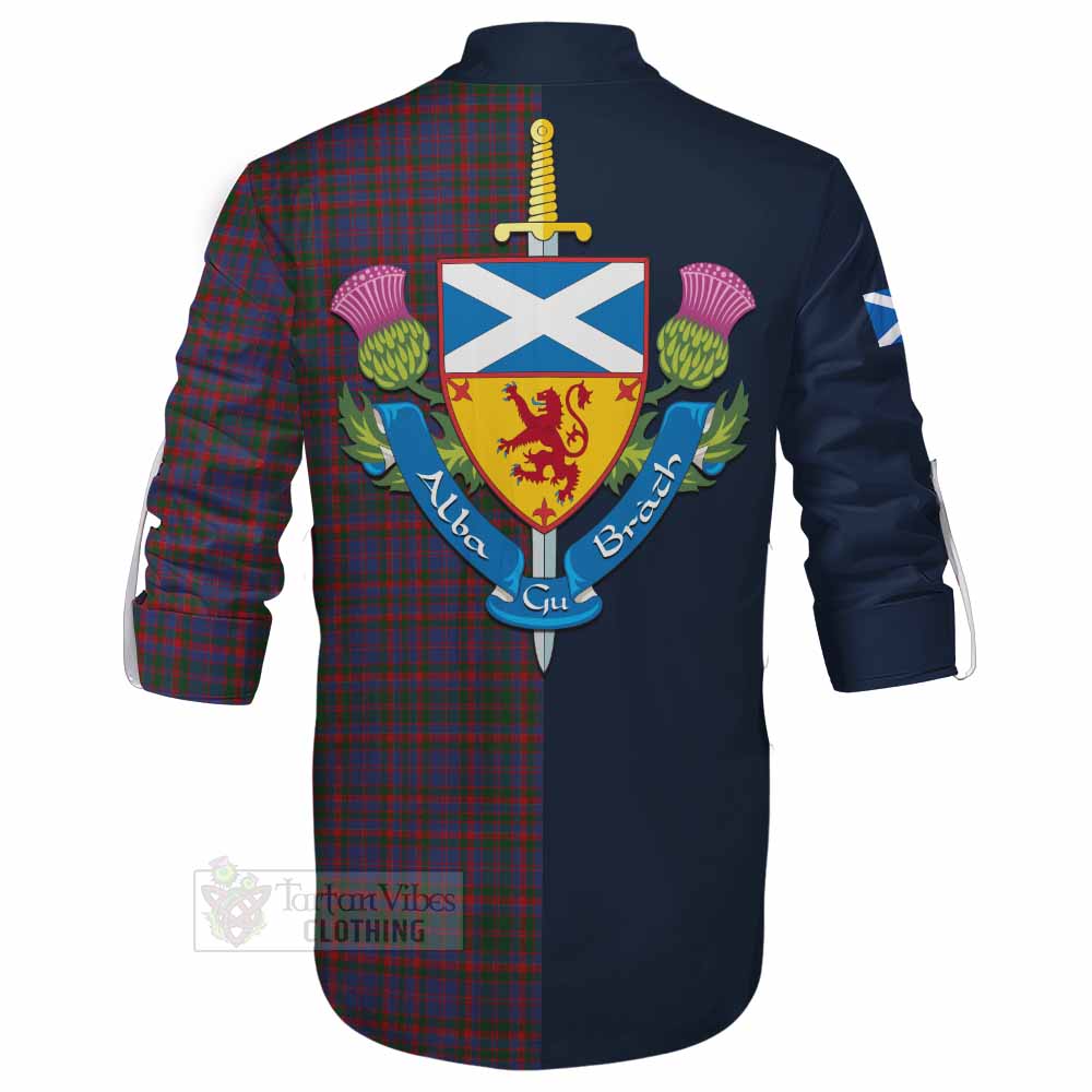 Cumming Tartan Ghillie Kilt Shirt Alba with Scottish Lion Royal Arm Half Style