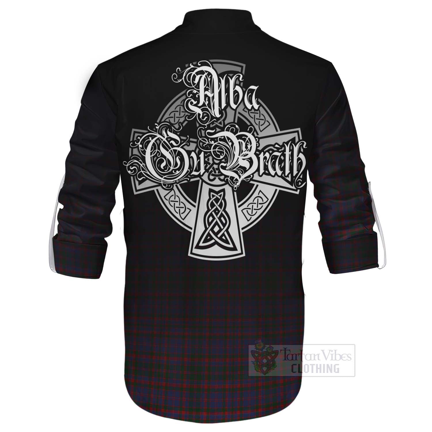 Tartan Vibes Clothing Cumming Tartan Ghillie Kilt Shirt Featuring Alba Gu Brath Family Crest Celtic Inspired