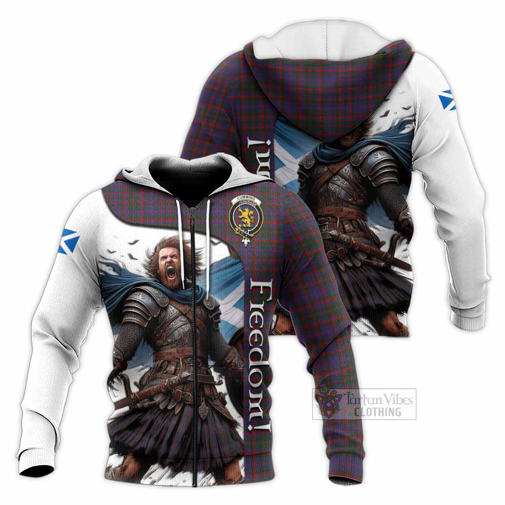 Tartan Vibes Clothing Cumming Crest Tartan Knitted Hoodie Inspired by the Freedom of Scottish Warrior