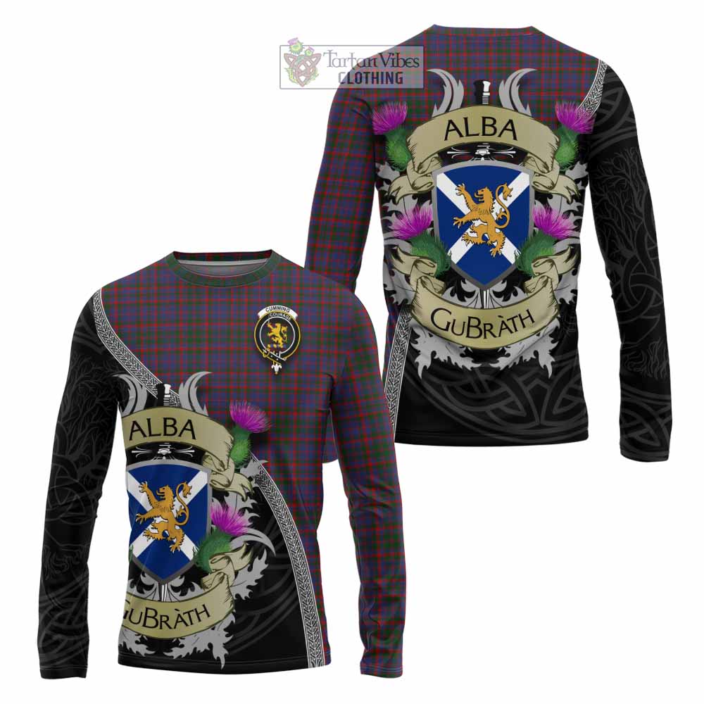 Tartan Vibes Clothing Cumming Tartan Family Crest Long Sleeve T-Shirt Lion Rampant Royal Thistle Shield Celtic Inspired